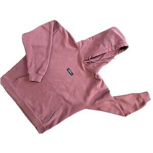 Topman Hoodie Men’s Medium Pullover Muted Rose Logo Patch Kangaroo Pocket Casual